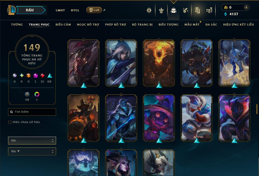 Acc Liên Minh Huyền Thoại/Đấu Trường Chân lý mã số 9352