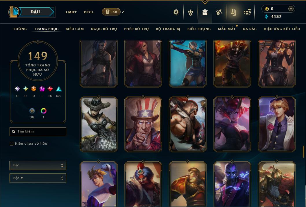 Acc Liên Minh Huyền Thoại/Đấu Trường Chân lý mã số 9352