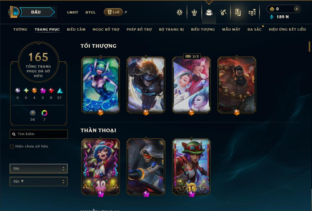 Acc Liên Minh Huyền Thoại/Đấu Trường Chân lý mã số 9354