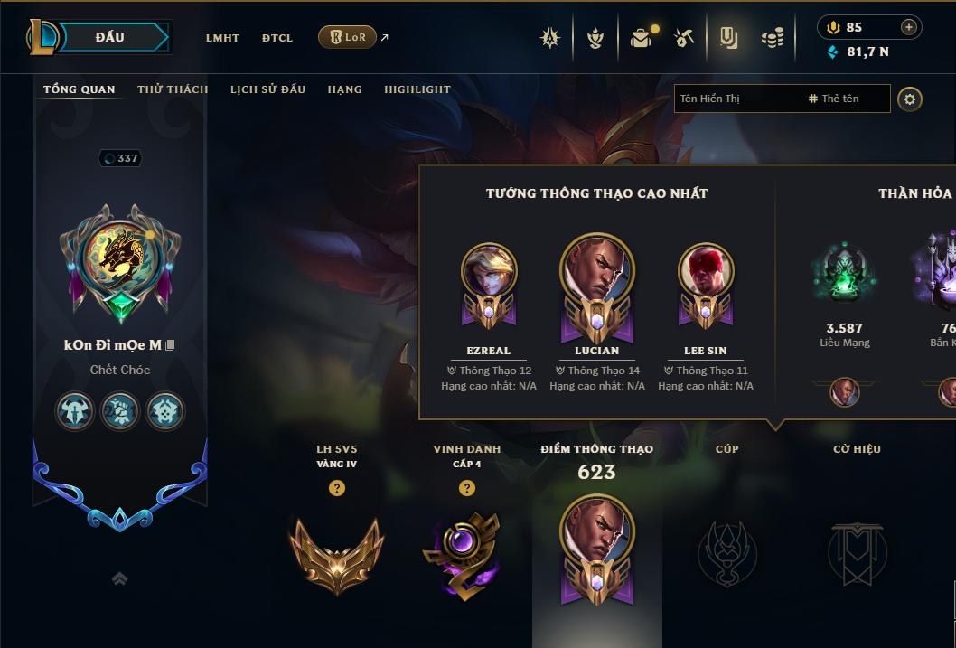 Acc Liên Minh Huyền Thoại/Đấu Trường Chân lý mã số 9355