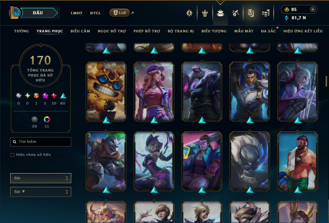 Acc Liên Minh Huyền Thoại/Đấu Trường Chân lý mã số 9355