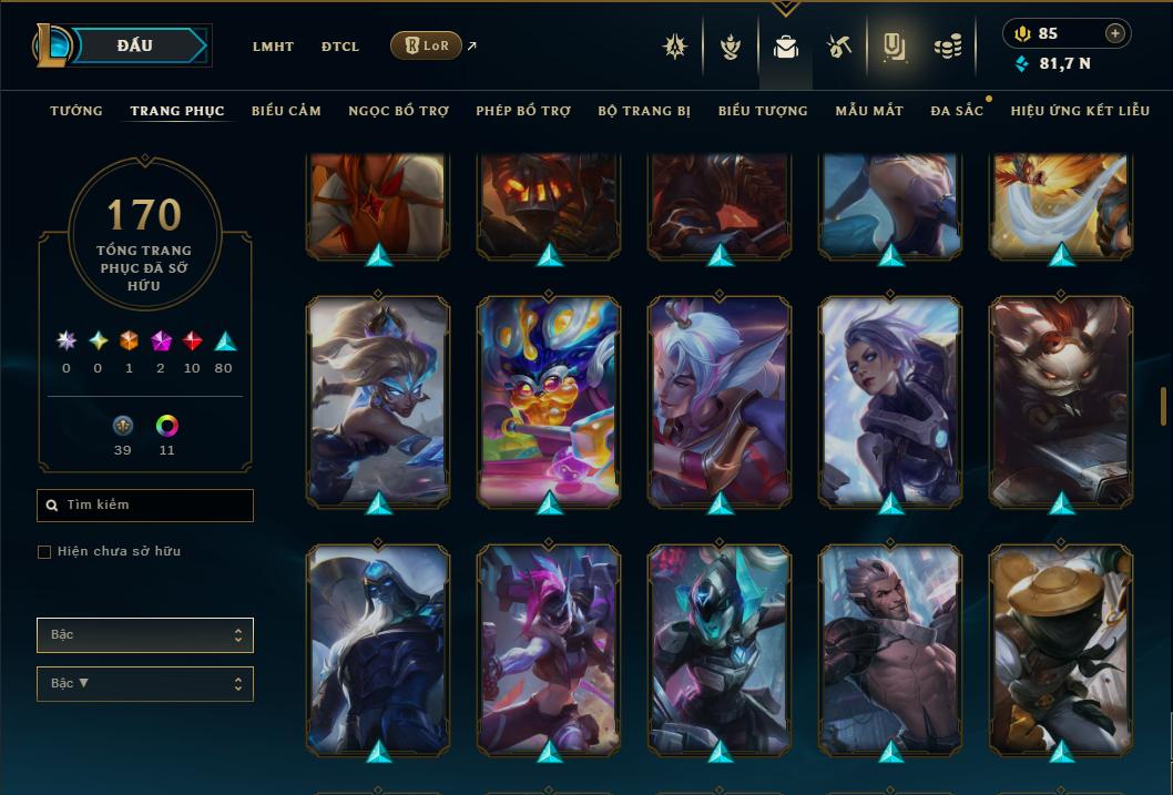 Acc Liên Minh Huyền Thoại/Đấu Trường Chân lý mã số 9355