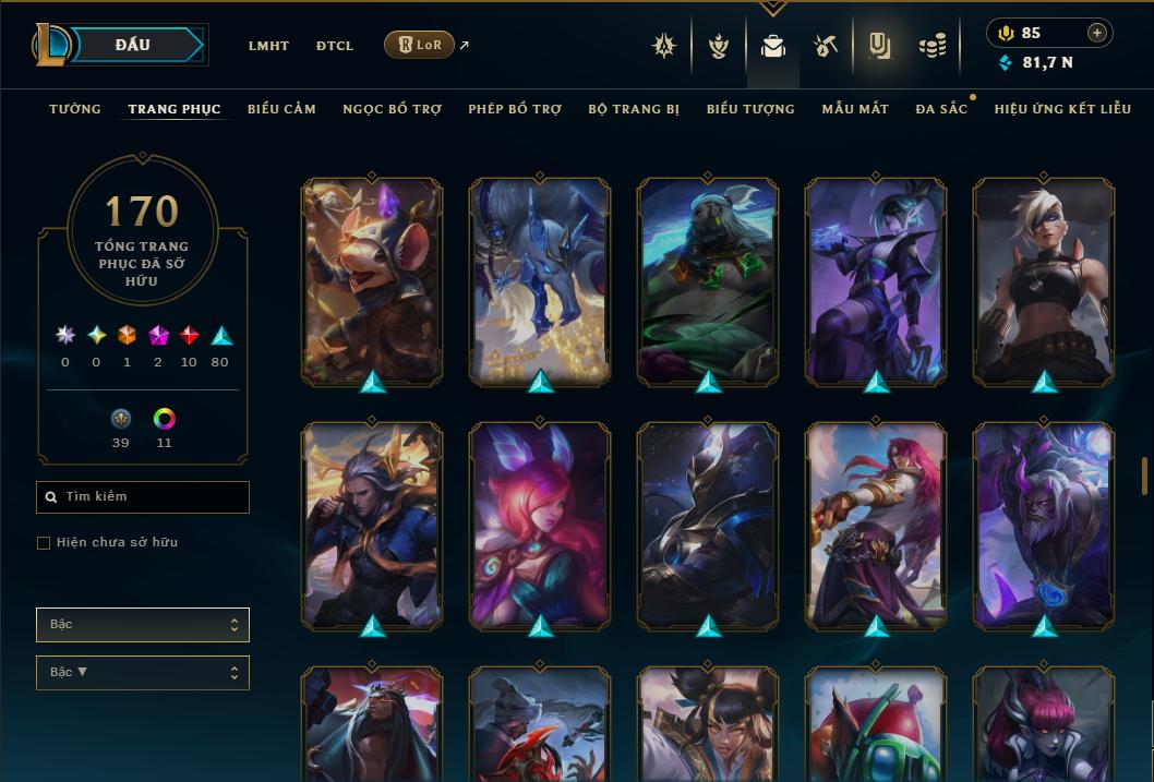 Acc Liên Minh Huyền Thoại/Đấu Trường Chân lý mã số 9355