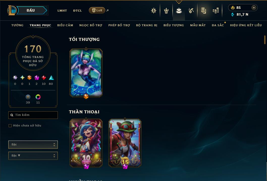 Acc Liên Minh Huyền Thoại/Đấu Trường Chân lý mã số 9355