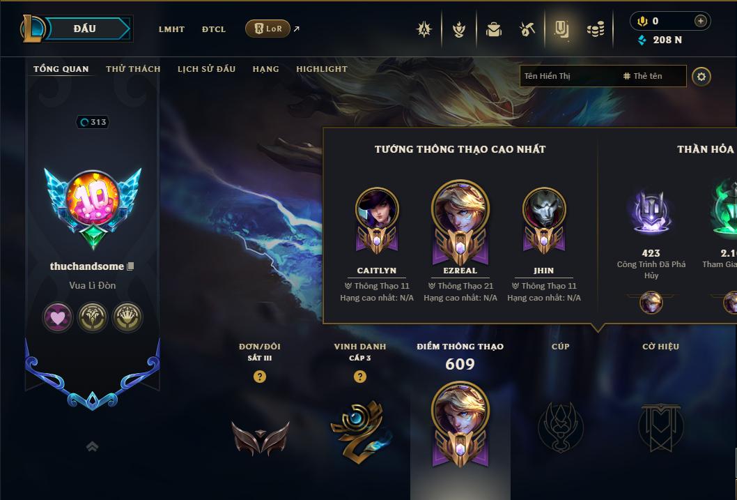 Acc Liên Minh Huyền Thoại/Đấu Trường Chân lý mã số 9357