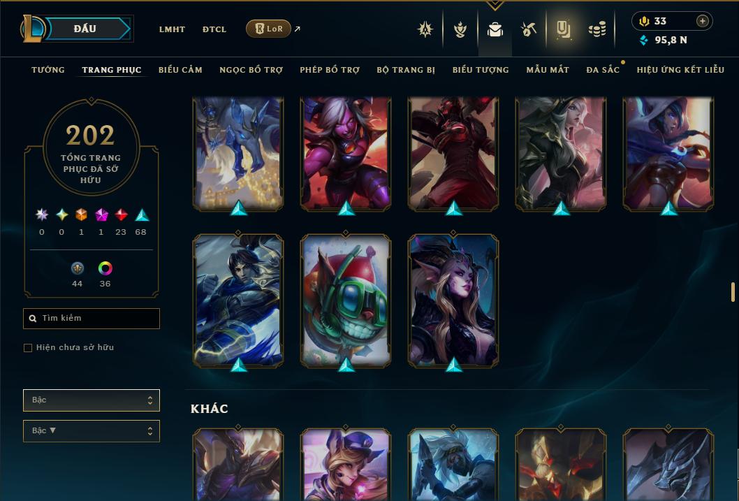 Acc Liên Minh Huyền Thoại/Đấu Trường Chân lý mã số 9359