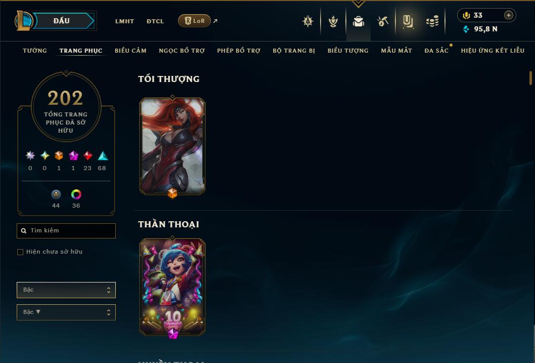 Acc Liên Minh Huyền Thoại/Đấu Trường Chân lý mã số 9359