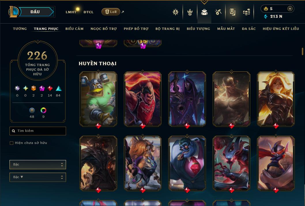 Acc Liên Minh Huyền Thoại/Đấu Trường Chân lý mã số 9360