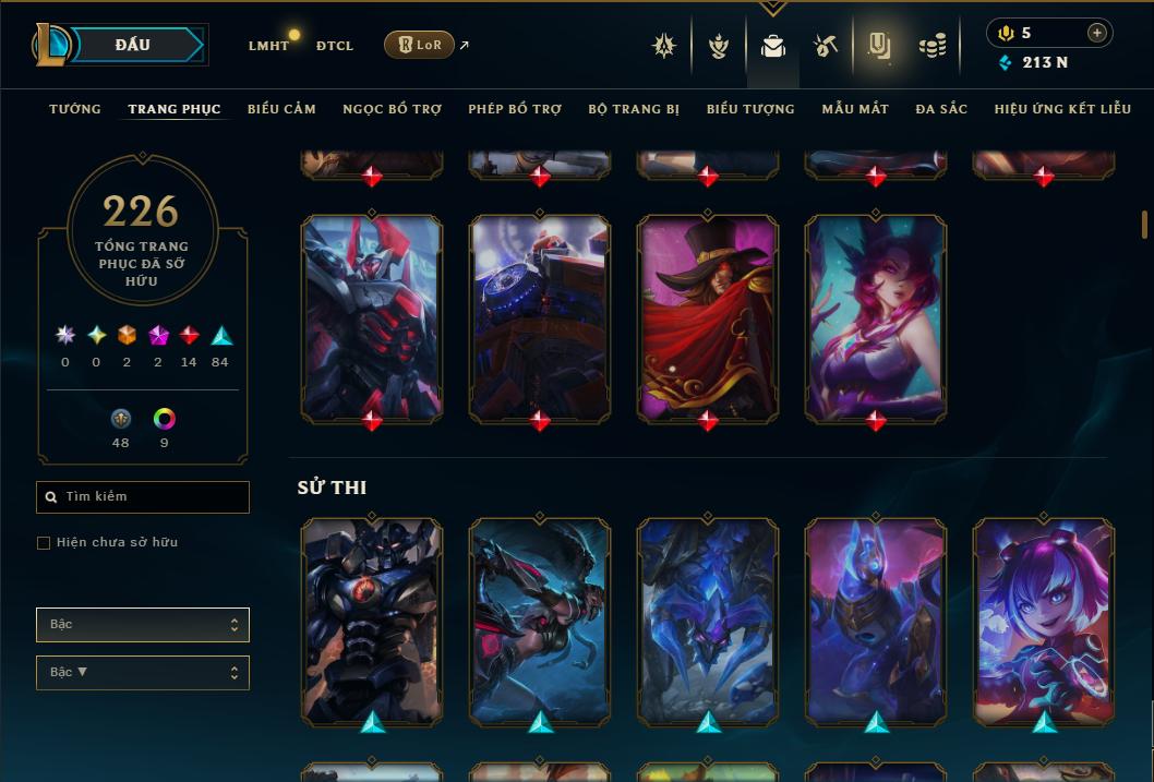 Acc Liên Minh Huyền Thoại/Đấu Trường Chân lý mã số 9360