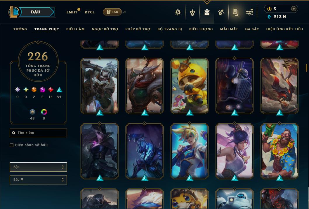 Acc Liên Minh Huyền Thoại/Đấu Trường Chân lý mã số 9360