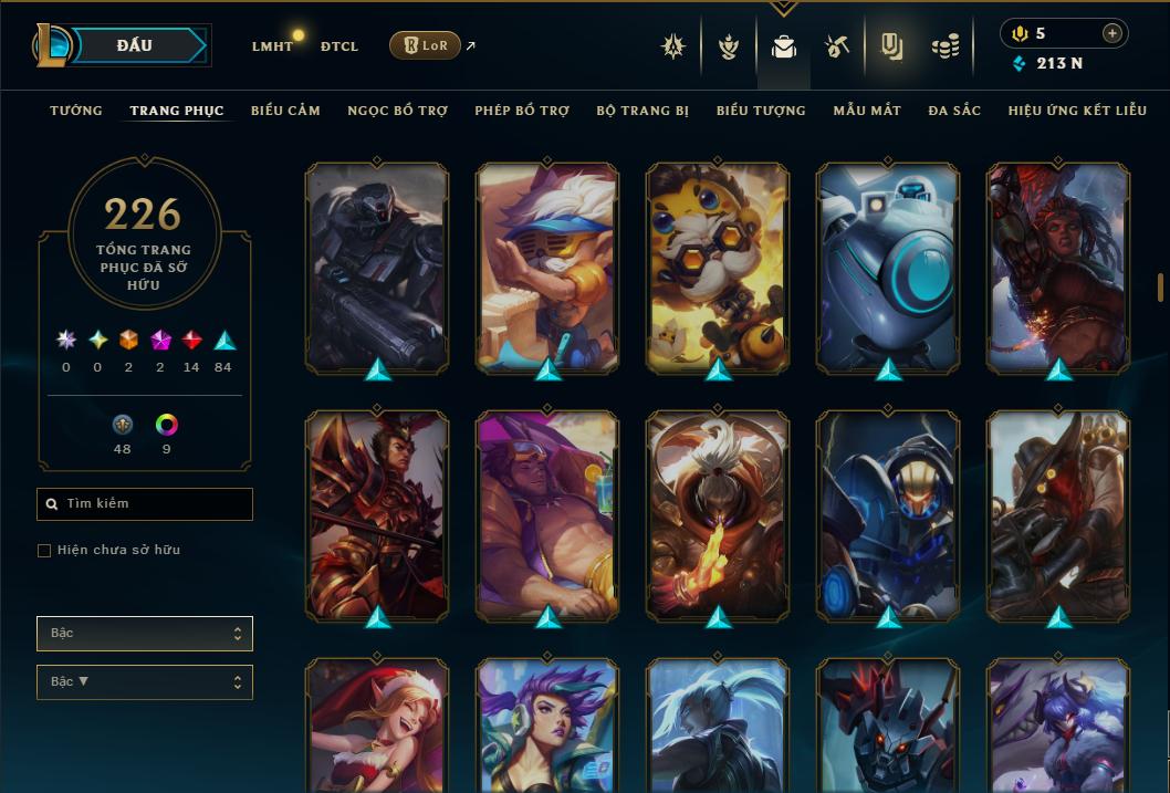 Acc Liên Minh Huyền Thoại/Đấu Trường Chân lý mã số 9360