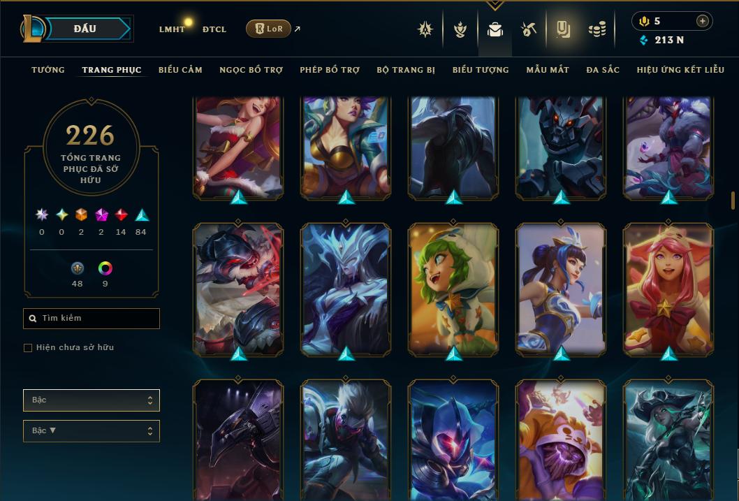 Acc Liên Minh Huyền Thoại/Đấu Trường Chân lý mã số 9360