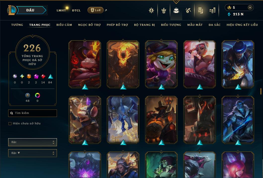 Acc Liên Minh Huyền Thoại/Đấu Trường Chân lý mã số 9360