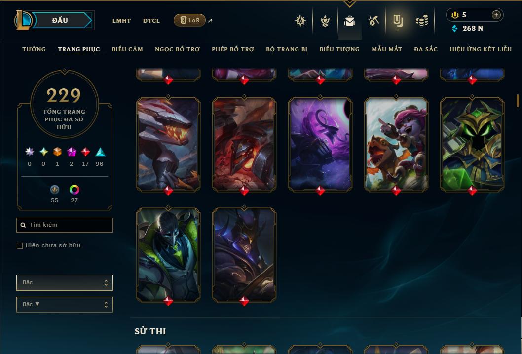 Acc Liên Minh Huyền Thoại/Đấu Trường Chân lý mã số 9361