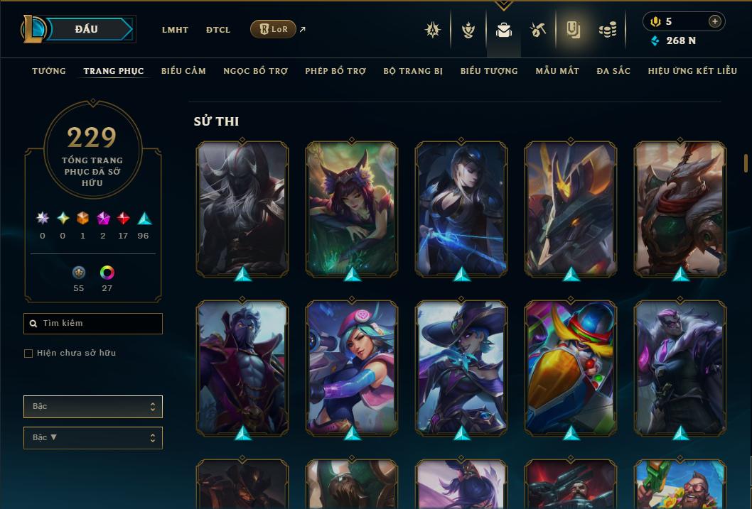 Acc Liên Minh Huyền Thoại/Đấu Trường Chân lý mã số 9361