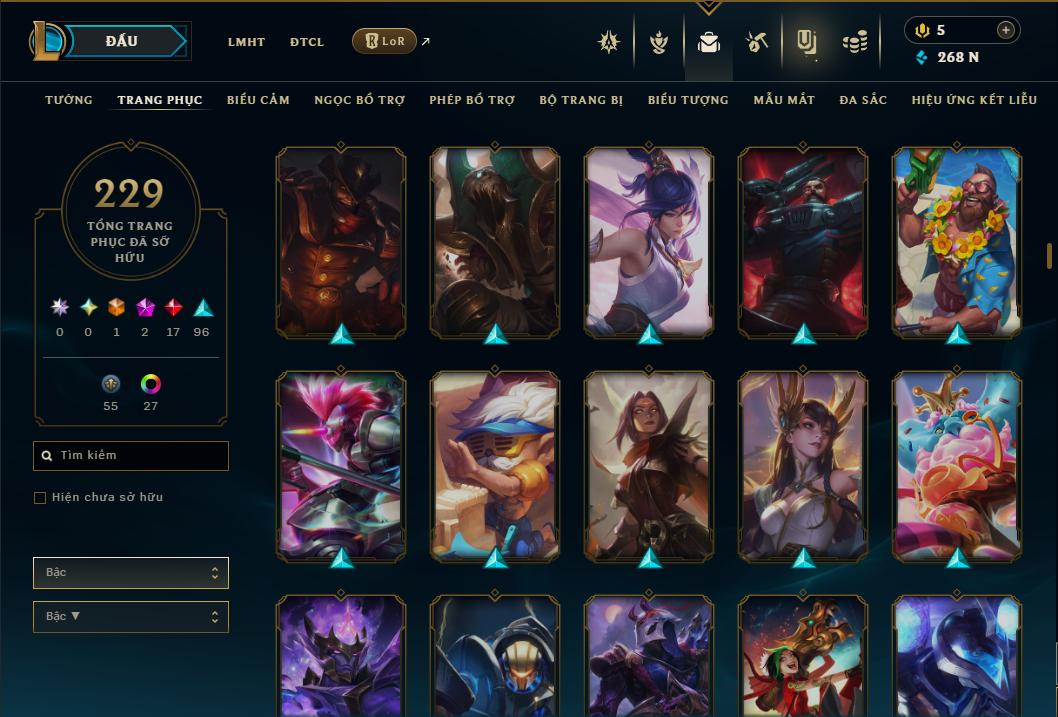 Acc Liên Minh Huyền Thoại/Đấu Trường Chân lý mã số 9361