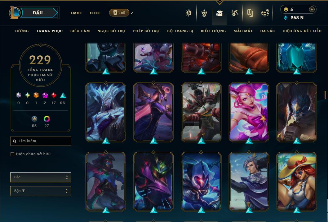 Acc Liên Minh Huyền Thoại/Đấu Trường Chân lý mã số 9361