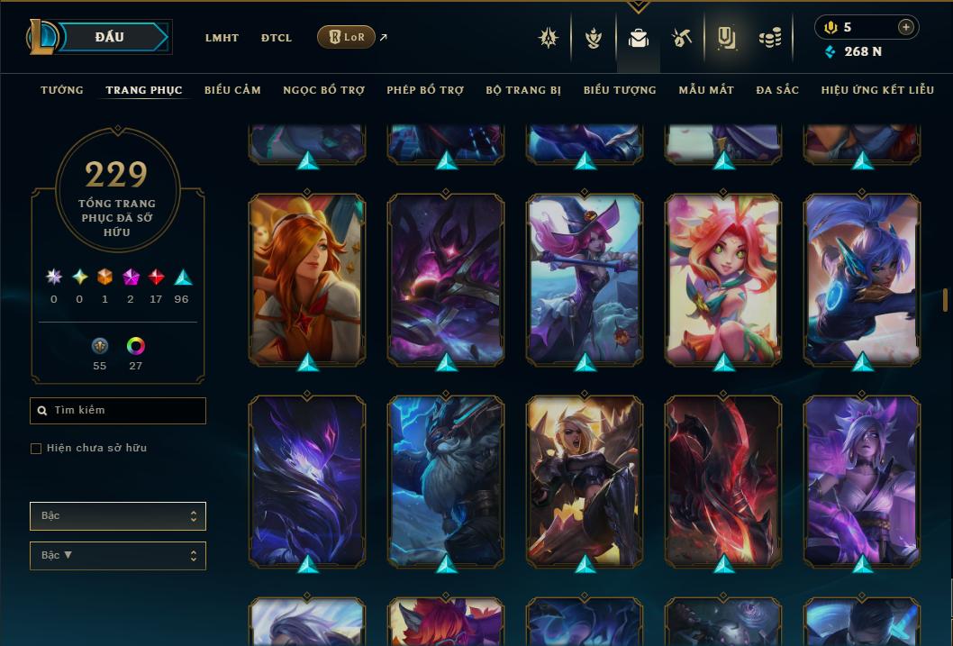 Acc Liên Minh Huyền Thoại/Đấu Trường Chân lý mã số 9361