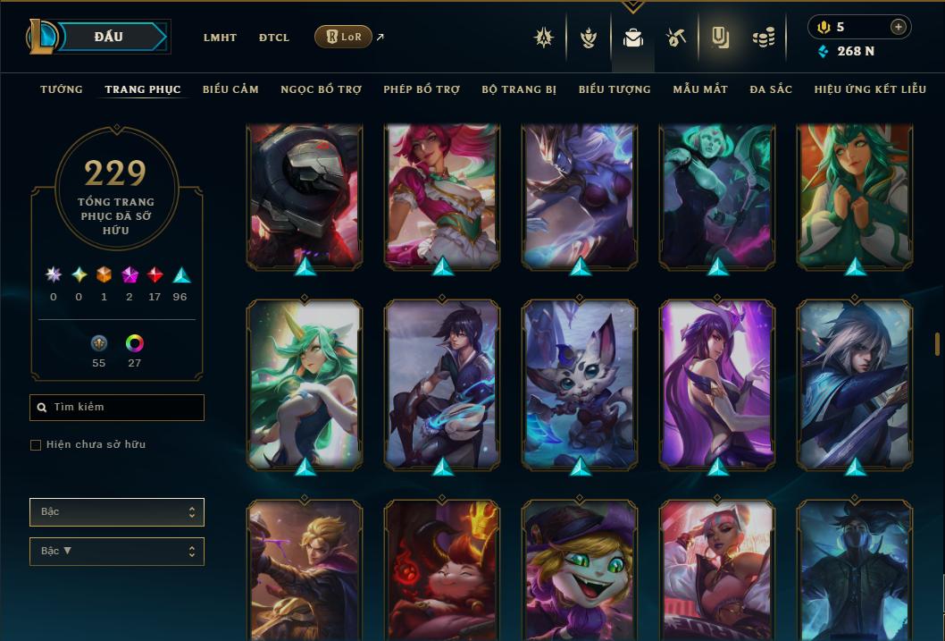 Acc Liên Minh Huyền Thoại/Đấu Trường Chân lý mã số 9361