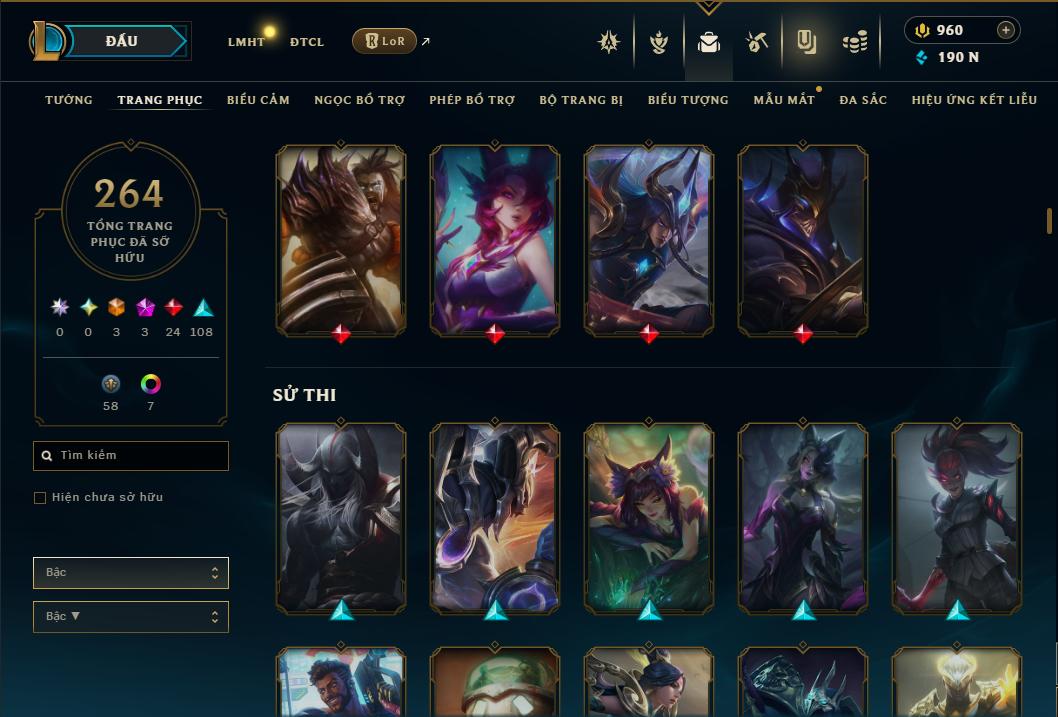 Acc Liên Minh Huyền Thoại/Đấu Trường Chân lý mã số 9364