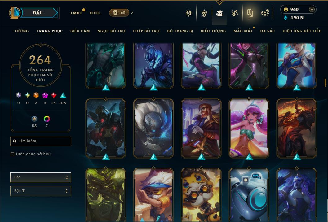 Acc Liên Minh Huyền Thoại/Đấu Trường Chân lý mã số 9364