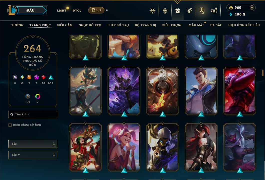 Acc Liên Minh Huyền Thoại/Đấu Trường Chân lý mã số 9364