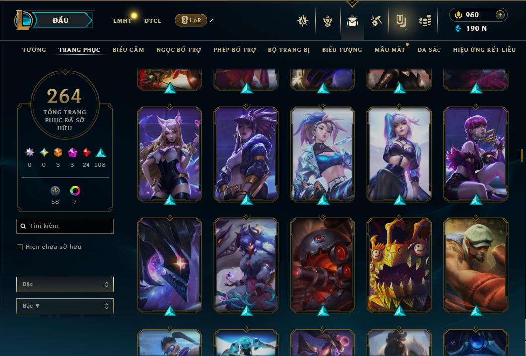 Acc Liên Minh Huyền Thoại/Đấu Trường Chân lý mã số 9364