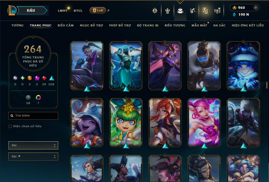 Acc Liên Minh Huyền Thoại/Đấu Trường Chân lý mã số 9364