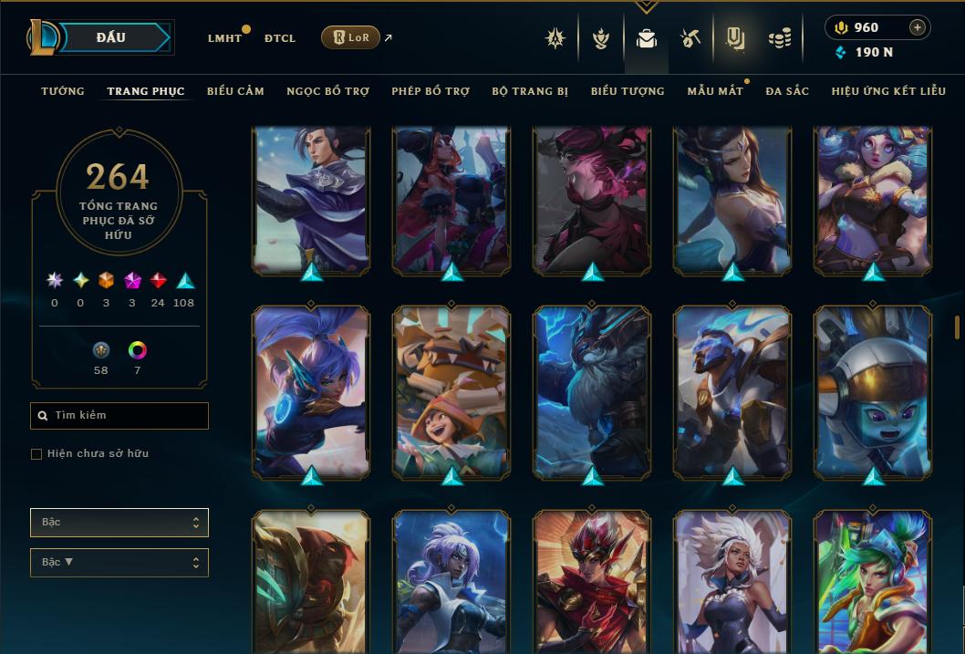 Acc Liên Minh Huyền Thoại/Đấu Trường Chân lý mã số 9364