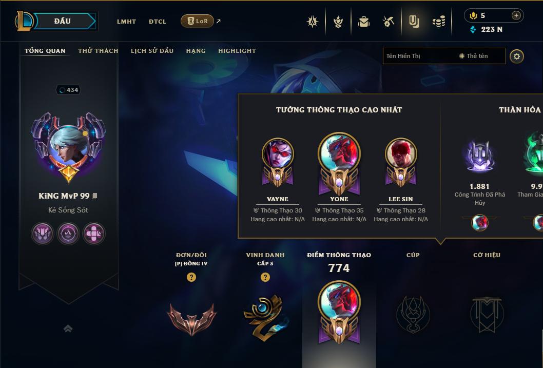 Acc Liên Minh Huyền Thoại/Đấu Trường Chân lý mã số 9365