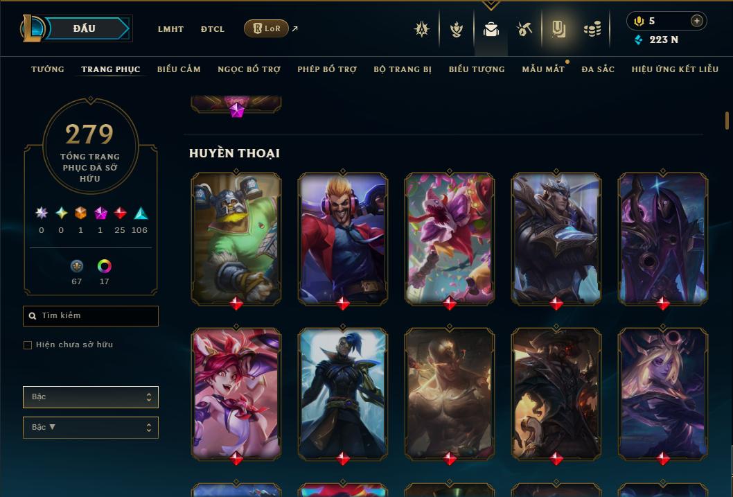 Acc Liên Minh Huyền Thoại/Đấu Trường Chân lý mã số 9365