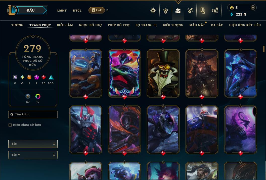 Acc Liên Minh Huyền Thoại/Đấu Trường Chân lý mã số 9365