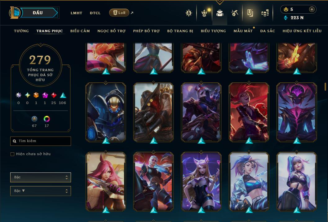 Acc Liên Minh Huyền Thoại/Đấu Trường Chân lý mã số 9365