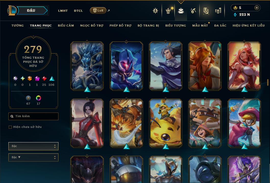 Acc Liên Minh Huyền Thoại/Đấu Trường Chân lý mã số 9365