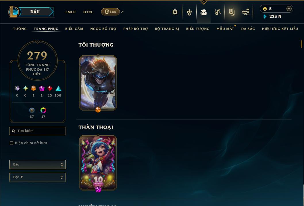 Acc Liên Minh Huyền Thoại/Đấu Trường Chân lý mã số 9365