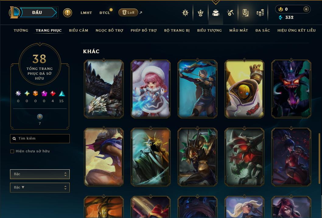 Acc Liên Minh Huyền Thoại/Đấu Trường Chân lý mã số 9369