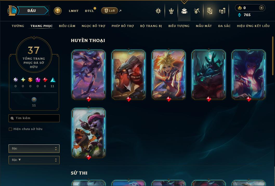 Acc Liên Minh Huyền Thoại/Đấu Trường Chân lý mã số 9370