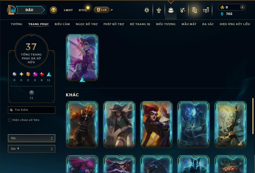 Acc Liên Minh Huyền Thoại/Đấu Trường Chân lý mã số 9370