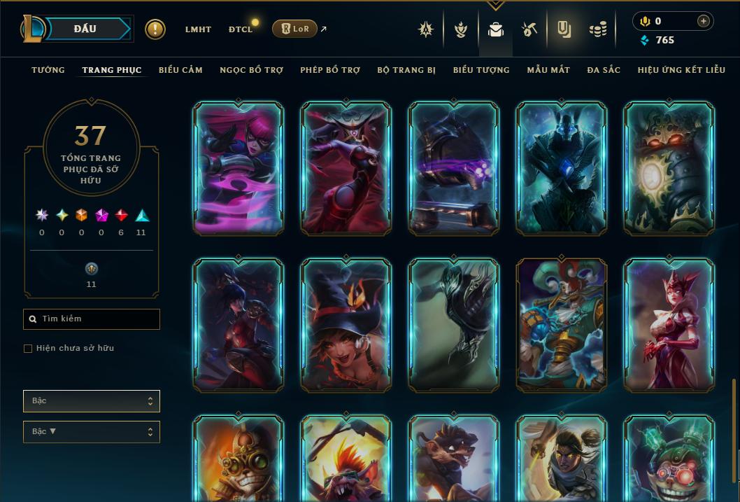 Acc Liên Minh Huyền Thoại/Đấu Trường Chân lý mã số 9370