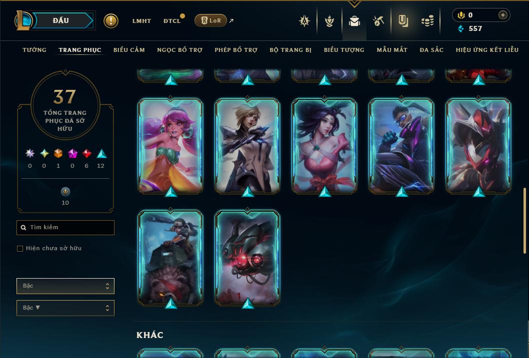 Acc Liên Minh Huyền Thoại/Đấu Trường Chân lý mã số 9371