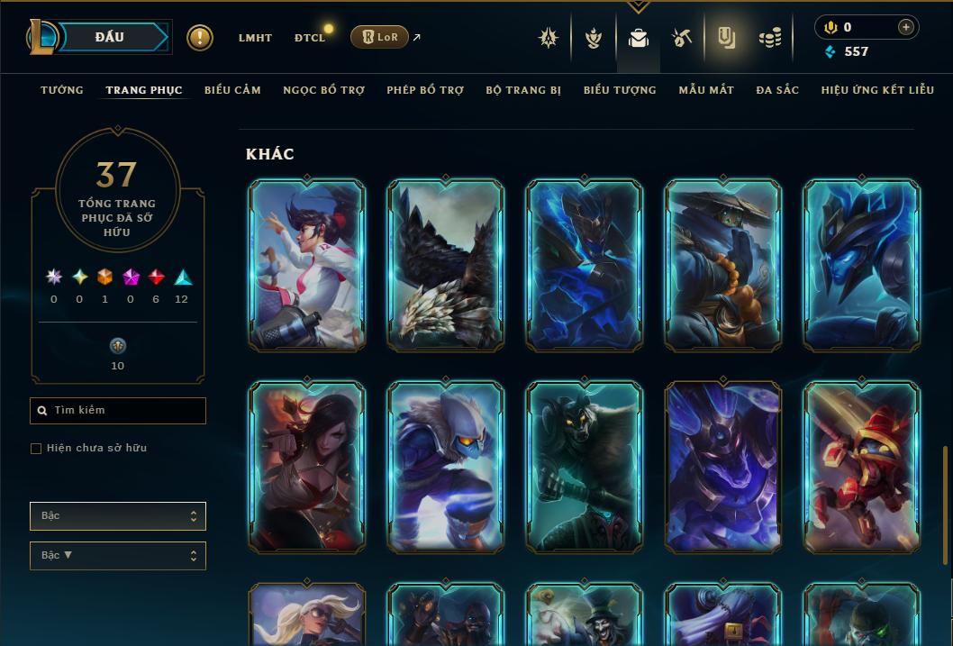 Acc Liên Minh Huyền Thoại/Đấu Trường Chân lý mã số 9371