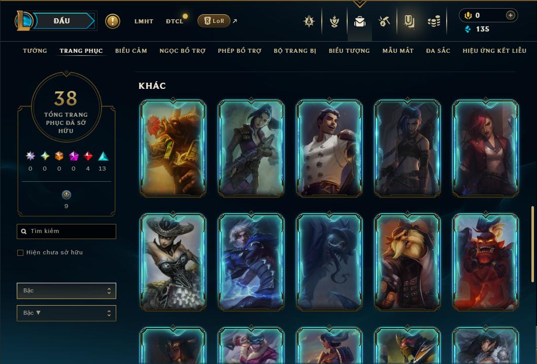 Acc Liên Minh Huyền Thoại/Đấu Trường Chân lý mã số 9372