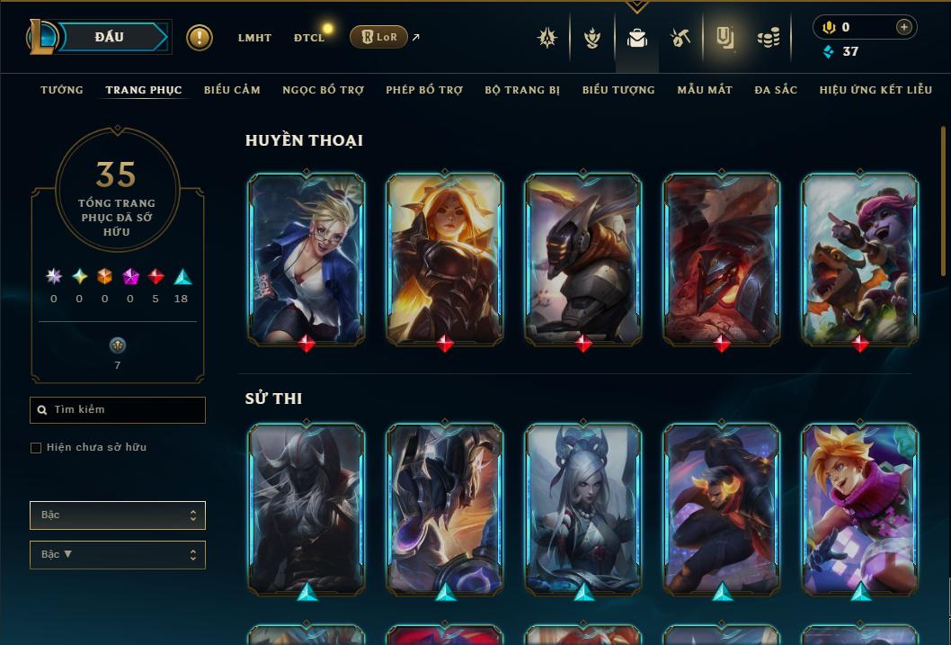 Acc Liên Minh Huyền Thoại/Đấu Trường Chân lý mã số 9386