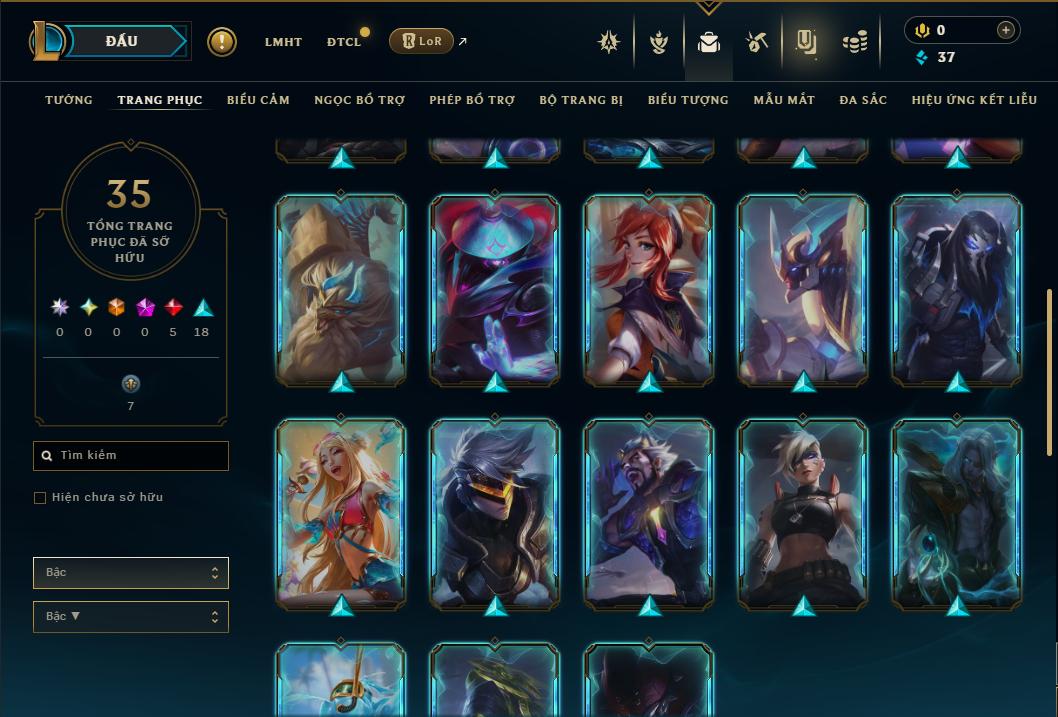 Acc Liên Minh Huyền Thoại/Đấu Trường Chân lý mã số 9386