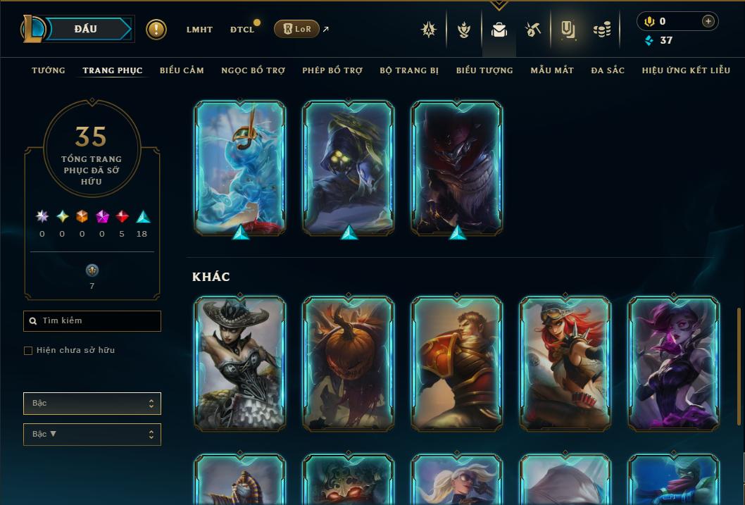 Acc Liên Minh Huyền Thoại/Đấu Trường Chân lý mã số 9386