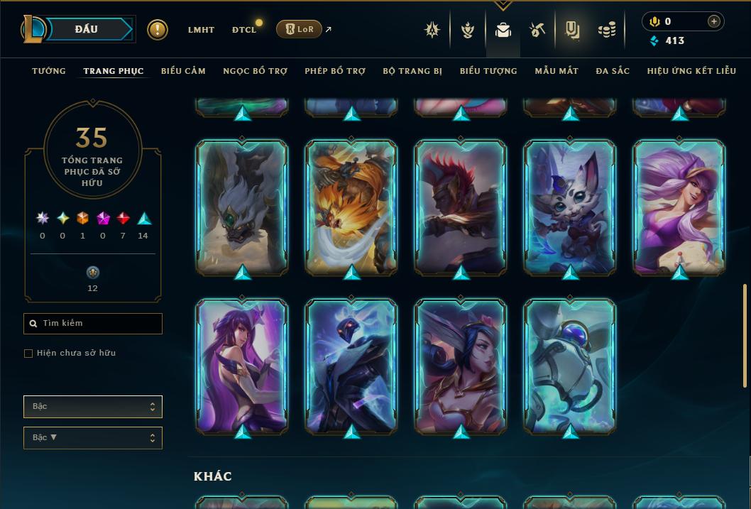 Acc Liên Minh Huyền Thoại/Đấu Trường Chân lý mã số 9387