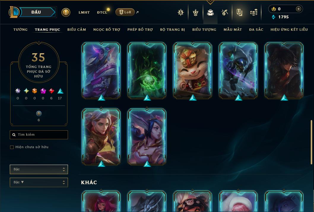 Acc Liên Minh Huyền Thoại/Đấu Trường Chân lý mã số 9388