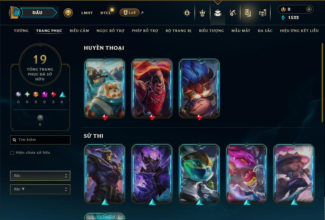 Acc Liên Minh Huyền Thoại/Đấu Trường Chân lý mã số 9391