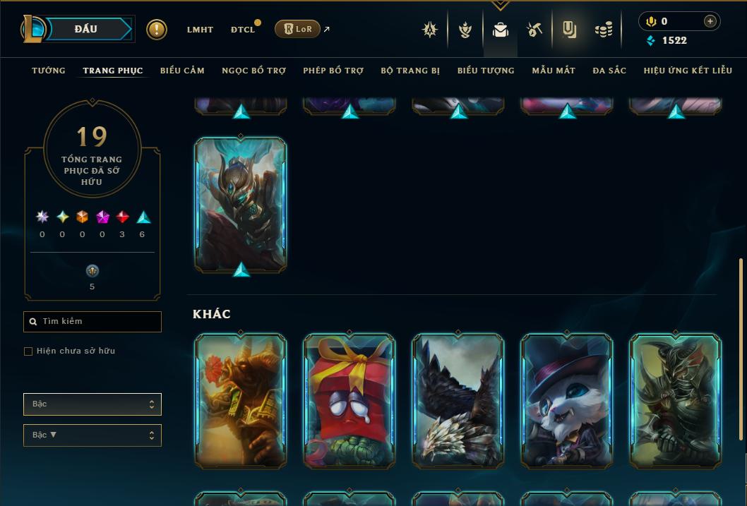 Acc Liên Minh Huyền Thoại/Đấu Trường Chân lý mã số 9391