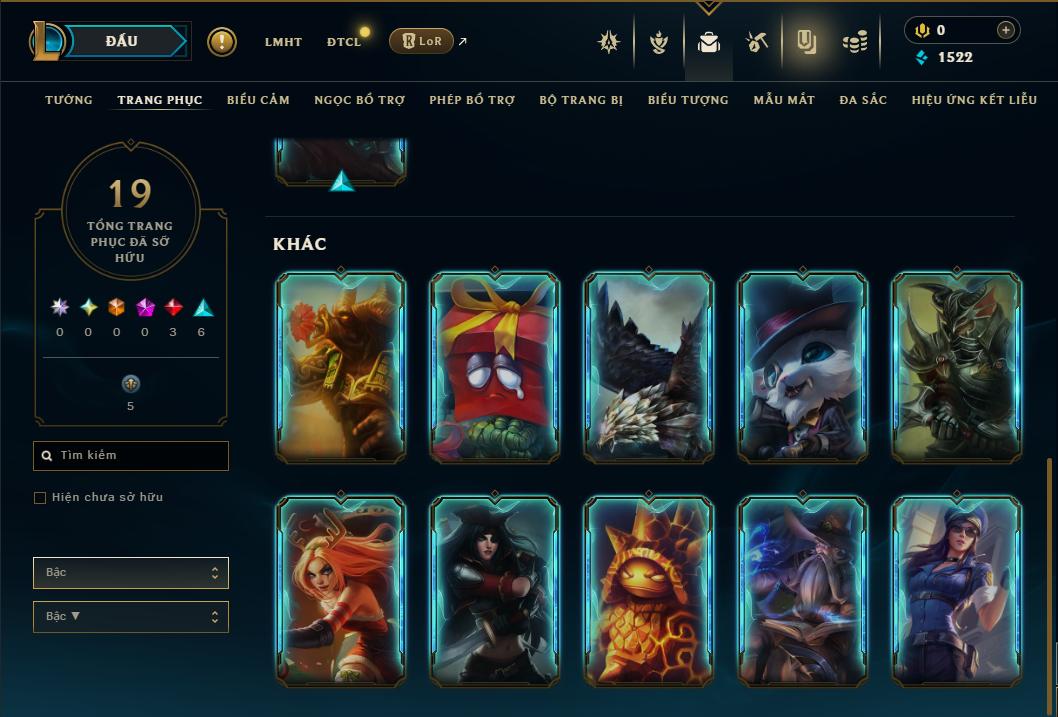 Acc Liên Minh Huyền Thoại/Đấu Trường Chân lý mã số 9391